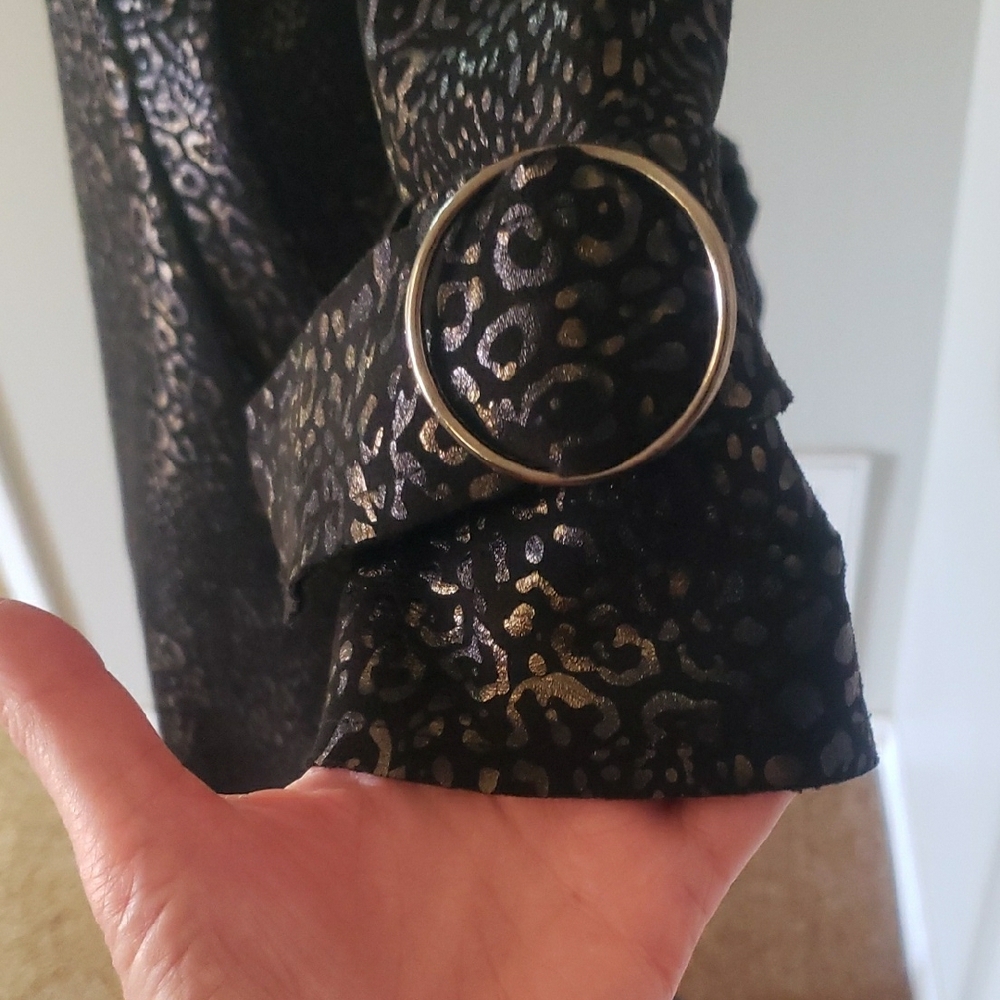 Venti6 Black Leopard Print Trench Coat - Picture 3 of 10